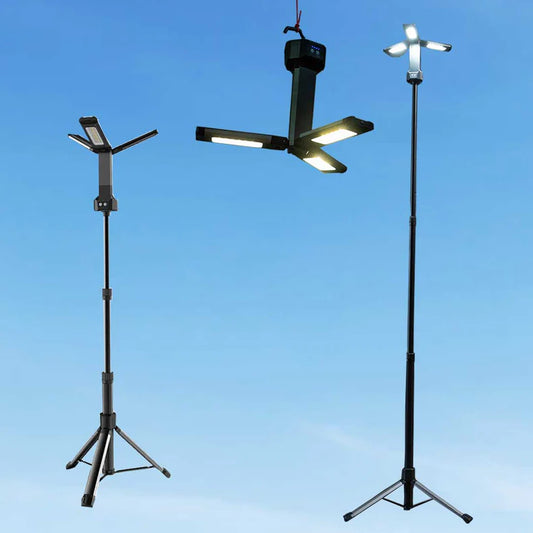 LED CAMP LIGHT STAND | PORTABLE, WIRELESS, ADJUSTABLE & DETACHABLE | AMBER & WHITE LIGHT