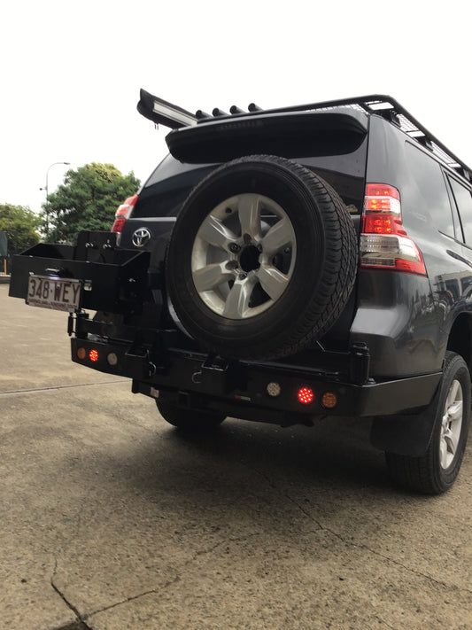 Toyota Prado 150 Series Dual Spare Wheel Carrier / Rear Bar + Dual Jerry Can Holder & Light Post Combo