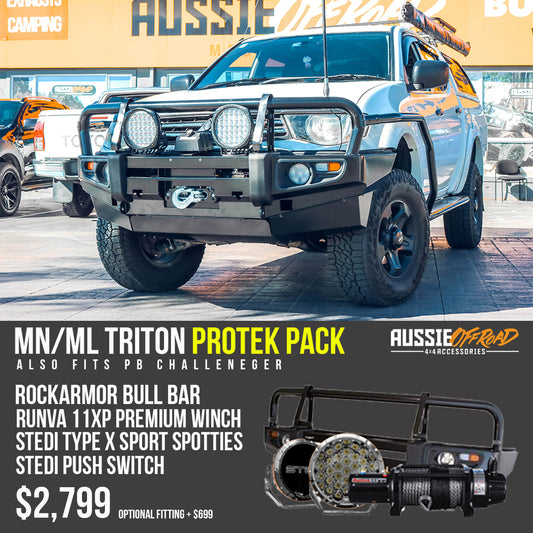MN-ML Triton Protek Pack - Bull Bar, Runva Winch, Stedi Spotties